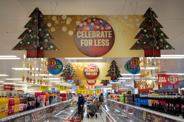 Shop offering discounted Christmas goods and great value everyday inside Iceland in Kings Heath on 10th December 2023 in Birmingham, United Kingdom. Iceland Foods Ltd is a British supermarket chain. It has an emphasis on the sale of frozen foods, including prepared meals and vegetables. They also sell non-frozen grocery items such as produce, meat, dairy, and dry goods, and is known for being a low cost, budget option for food. With the UK population struggling to make ends meet, the 'cost of living crisis' refers to the fall in 'real' disposable incomes after taxes and benefits that the UK has experienced since late 2021. (photo by Mike Kemp/In Pictures via Getty Images)