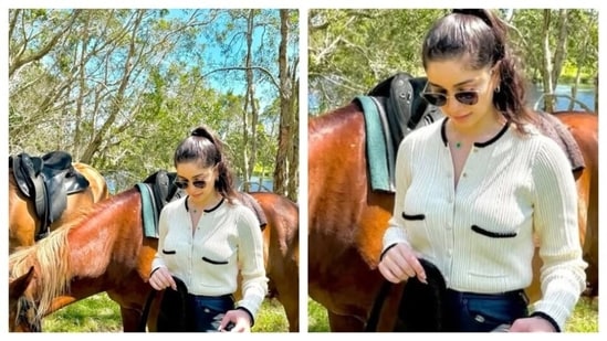 Sara Tendulkar embraced the countryside as her vacation entailed horseback riding. (Instagram/HT City)