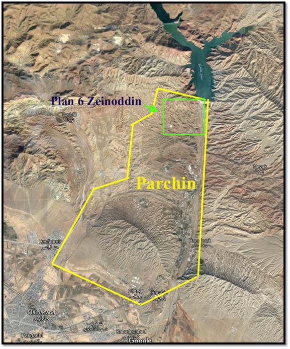 Satellite Imagery of the position of the plan 6 in relation to the Parchin