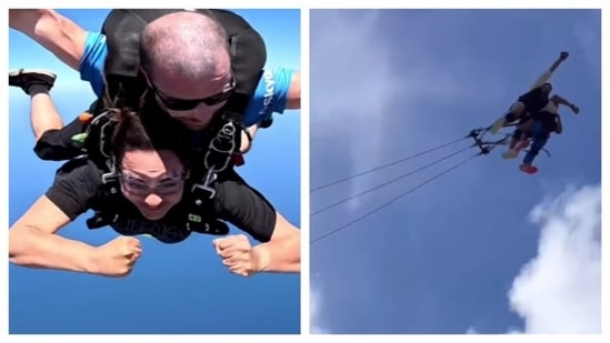 The exploration is not solely limited to sea as the couple took the sky trying the thrilling sky diving and bungee jumping. (Instagram)