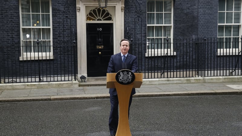 David Cameron calling the Brexit referendum outside 10 Downing Street. Photograph: Bloomberg