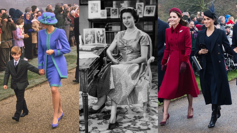 From left to right, Princess Diana, Queen Elizabeth II, Kate Middleton, and Meghan Markle.