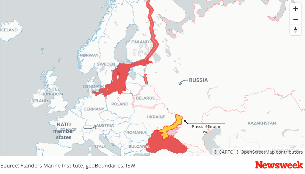 Russia's possible attack on NATO in Europe - Front line modeled by Newsweek