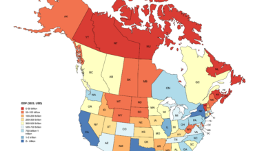 GDP by US State/Canadian province, 2023 (in US Dollars) [OC]