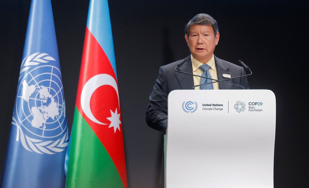 Hashim Djojohadikusumo, special envoy to the president of Indonesia, delivers a statement during the UN climate change conference Cop29, in Baku, Azerbaijan, on November 12. Photo: Reuters