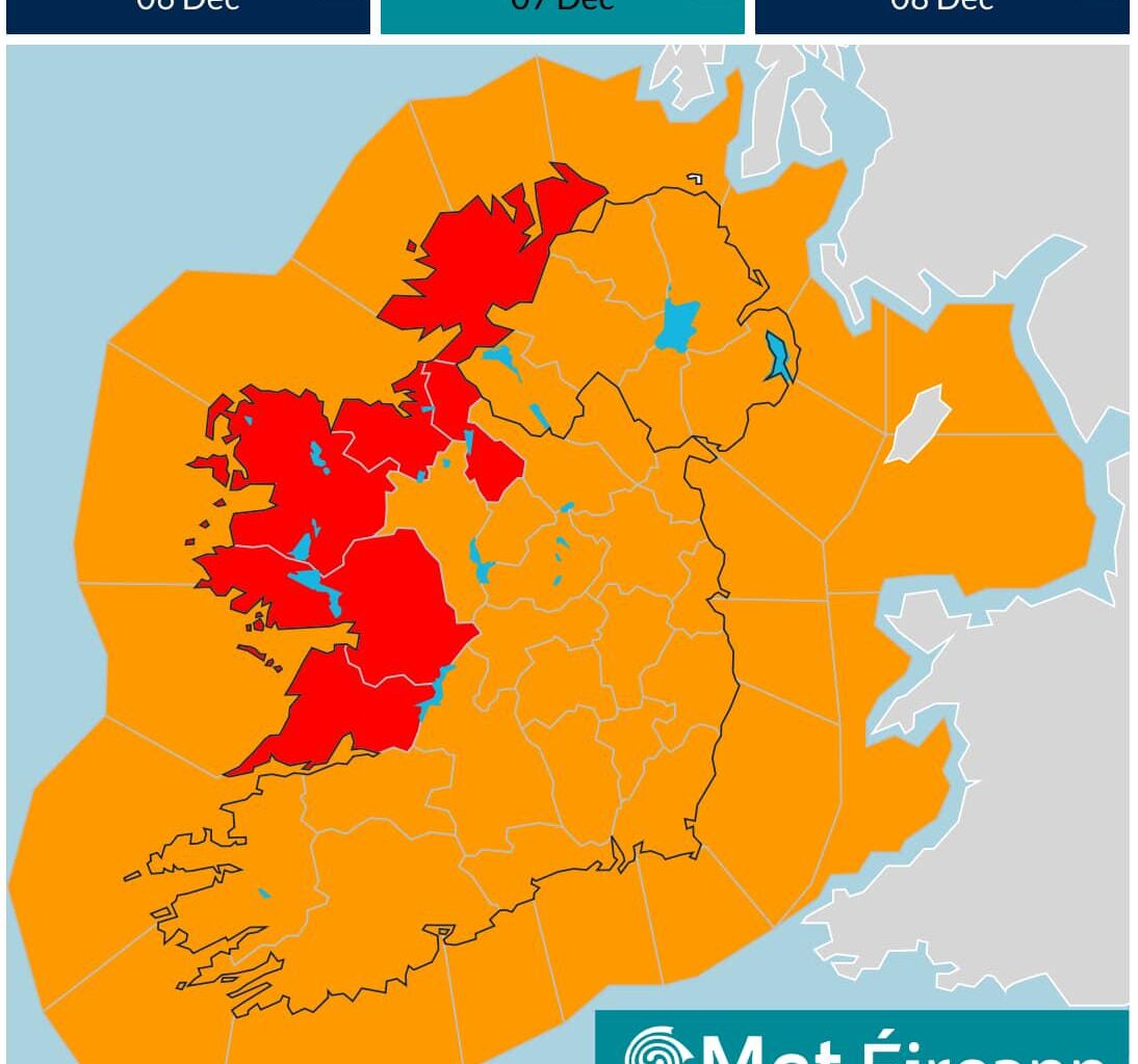 Beware - Weather warning in place for three days with amber issued on Saturday
