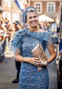 VEERE, NETHERLANDS - AUGUST 27: Queen Maxima of The Netherlands visits the historical center of Veere on August 27, 2024 in Veere, Netherlands. At the town hall of Veere King Willem-Alexander drinks from the Cup of Maximiliaan, a tradition when the marquis of Veere visits the city for the first time as sovereign. The King and the Queen visit the region Walcheren during a full day program. (Photo by Patrick van Katwijk/Getty Images)