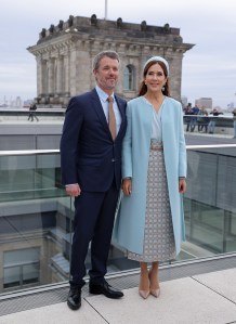 BERLIN, GERMANY - OCTOBER 21: King Frederik of Denmark and Queen Mary of Denmark walk on the rooftop terrace while visiting the Reichstag on October 21, 2024 in Berlin, Germany. The Danish Royal Couple are in Berlin to celebrate the 25th anniversary of the Nordic Embassies later today. Tomorrow they will visit the Danish minority in Schleswig-Holstein. (Photo by Sean Gallup/Getty Images)