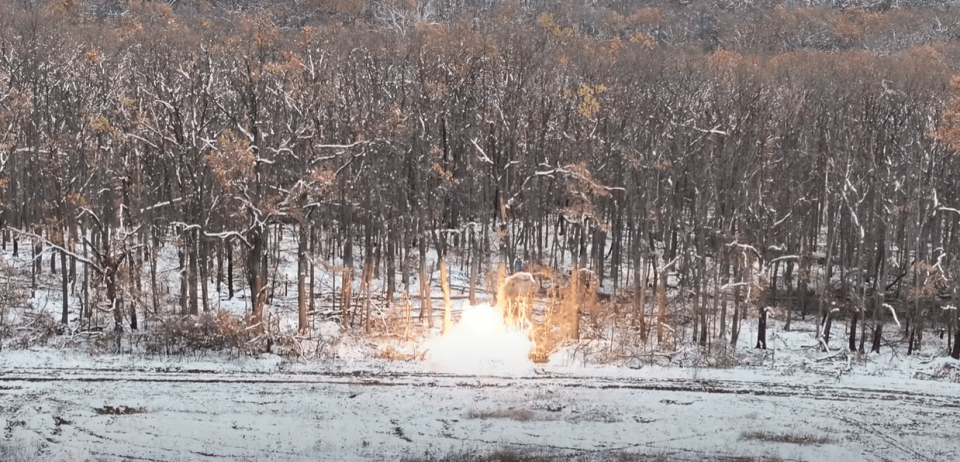 Footage has emerged of the world's first all-robot battle force