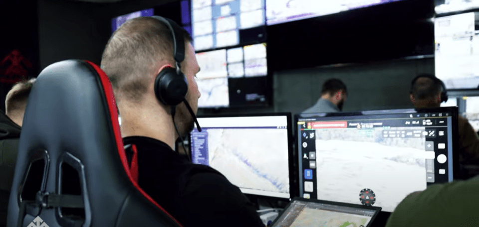 The robots' pilots sit in gamer chairs and wear headsets as they control the devices