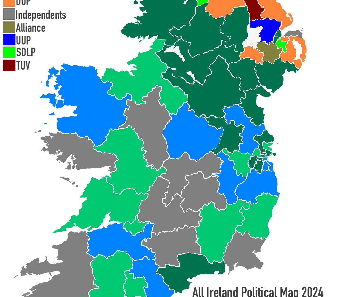 All Ireland political map 2024 (corrected, allegedly)