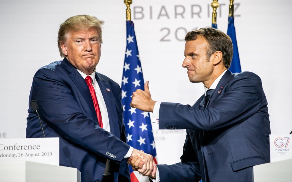 France’s President Emmanuel Macron (R) with Donald Trump, then the US president, in 2019. Photo: dpa France’s President Emmanuel Macron (R) with Donald Trump, then the US president, in 2019. Photo: dpa