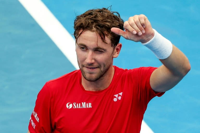 World number six Casper Ruud opened his season with a tough three-set win at the United Cup (DAVID GRAY)