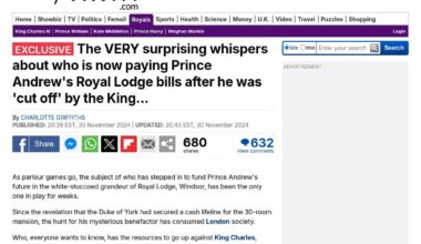 The VERY surprising whispers about who is now paying Prince Andrew's Royal Lodge bills after he was 'cut off' by the King...