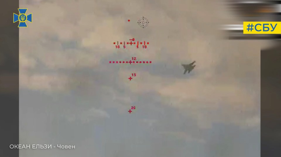 Footage shows the Sea Baby drones firing at Russian helicopters and warplanes swooping in the skies above