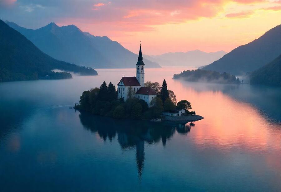 Slovenia’s Lake Bled A New Dawn Brings the Island Church to Life in Ethereal Beauty