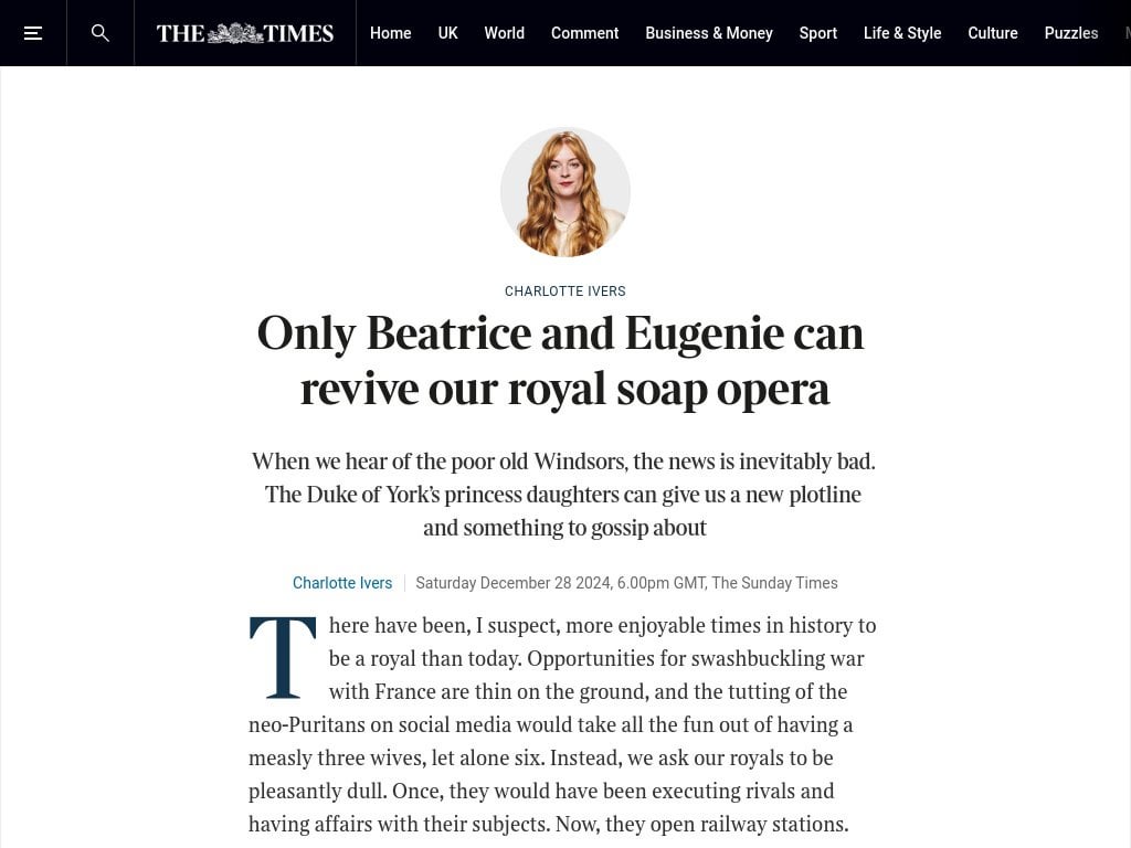 Only Beatrice and Eugenie can revive our royal soap opera (opinion piece by Charlotte Ivers)
