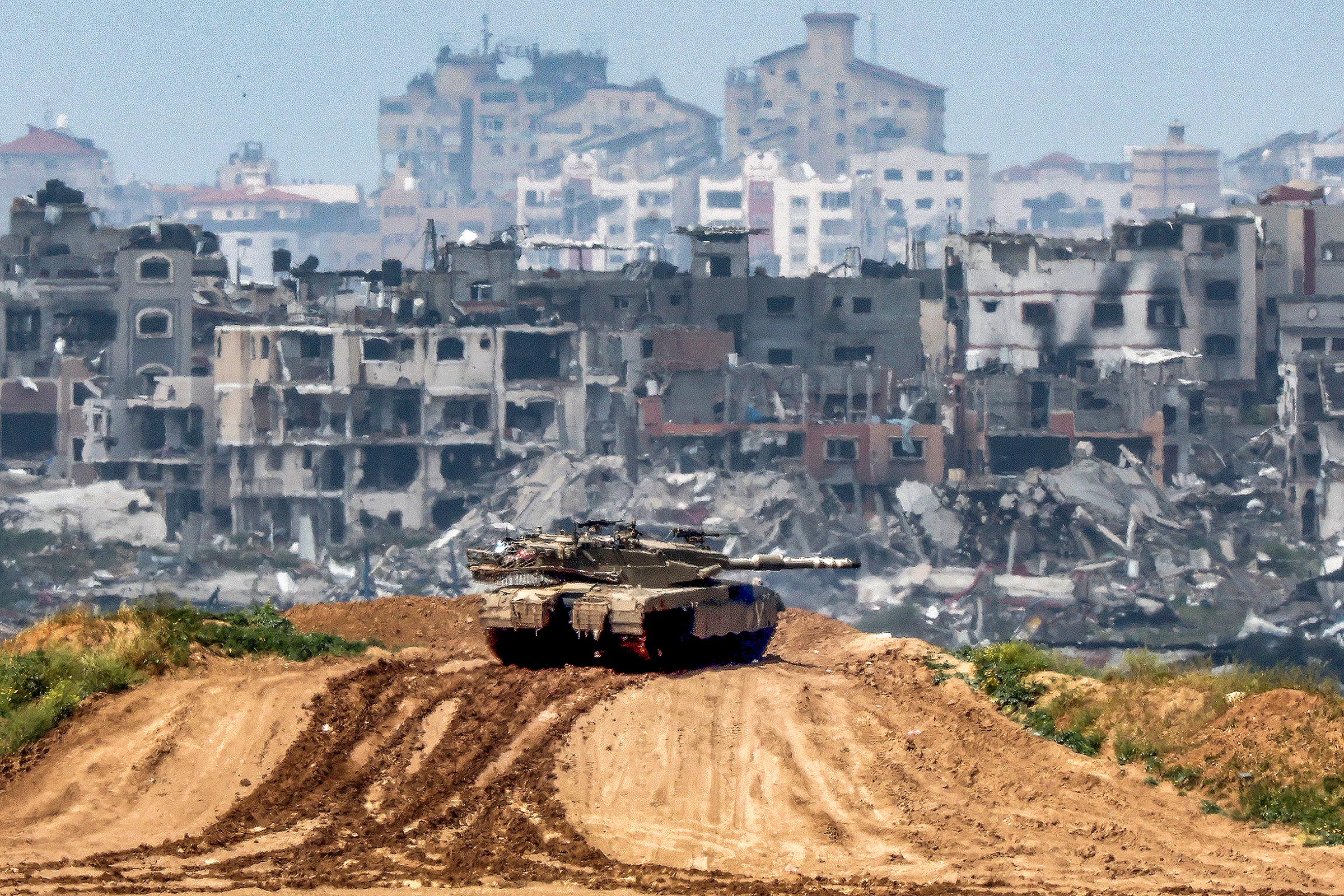 Israeli army battle tank at a position along the border with Gaza, on March 19, 2024.