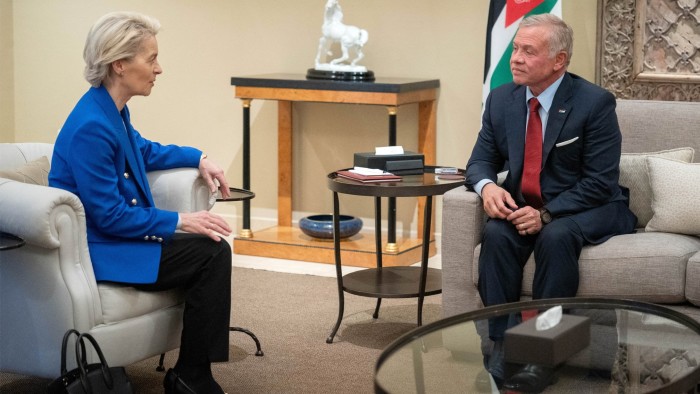 Jordan’s King Abdullah receiving European Commission president Ursula von der Leyen in Amman