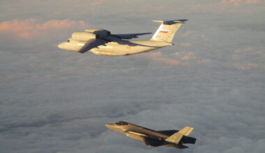 Dutch F-35 escorts a Russian Antonov An-72 Coaler transport aircraft over the Baltic Sea. Photo: Netherlands Ministry of Defence