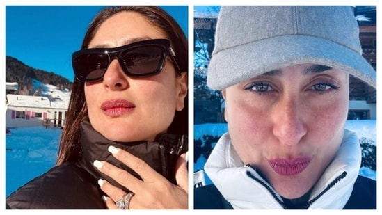 Kareena Kapoor flexed her selfie game as she shared snapshots from Switzerland, posing in her bare face and soaking up the winter sun. She is skiing in the Alps and having the time of her life with family.(Instagram)