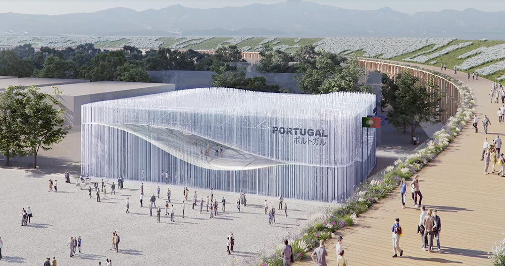kengo kuma designs portugal pavilion for expo 2025 osaka as ethereal ocean wave