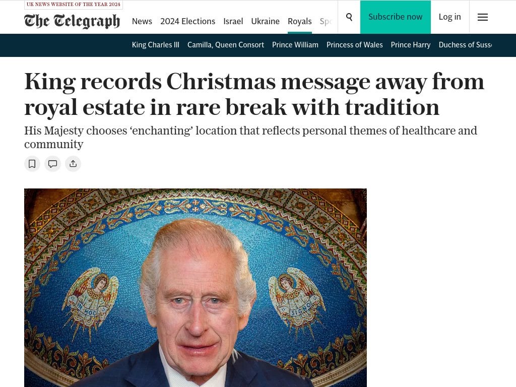King records Christmas message away from royal estate in rare break with tradition