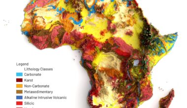 [OC]A Map🗺️Showing Lithology coverage of Africa Continent, Dataset is from @RCMRD_ 's Open Data site(Made Using Qgis and Blender)