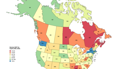 GDP Per Capita by US State/Canadian province, 2023 (in US Dollars) [OC]