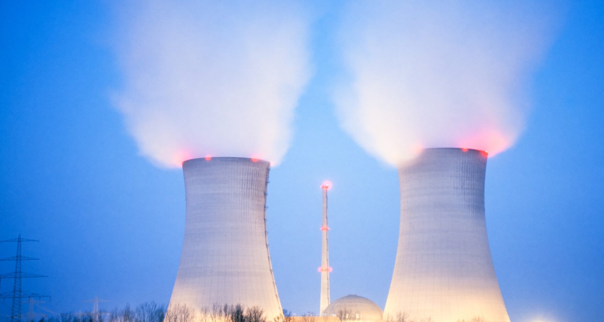 Nuclear power plant past sundown