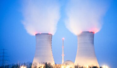 Nuclear power plant past sundown