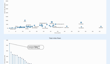 [OC] Celebrity Private Jet Tracker Data (2023 - 2024) - Data depicts the famous celebrity private jet details like total distance flown, CO2 footprint.
