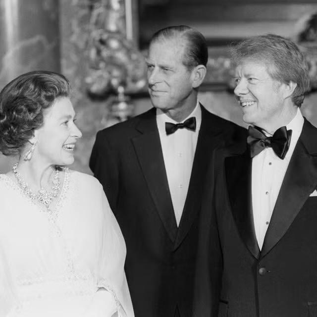 Queen Elizabeth II, Prince Philip The Queen Mother and Jimmy Carter