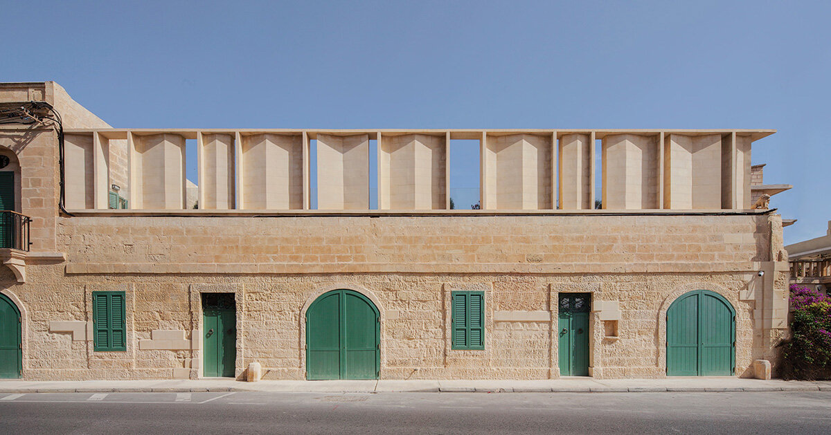 stone screen shields 18th-century palazzino in malta by AP valletta