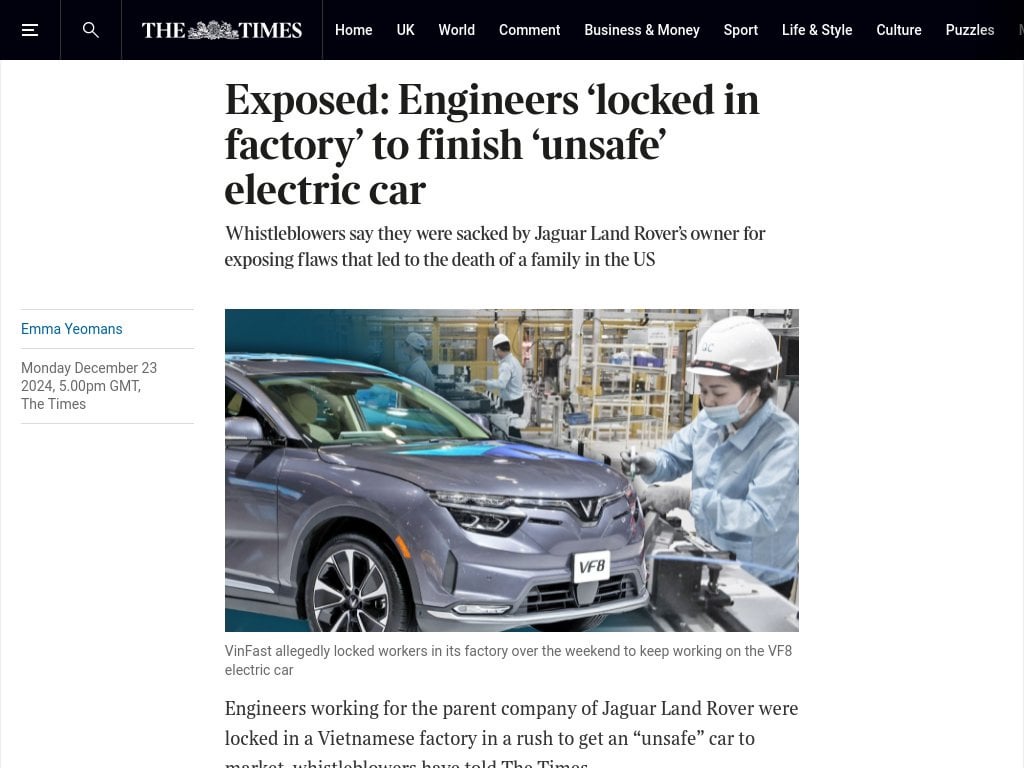 Exposed: Engineers ‘locked in factory’ to finish ‘unsafe’ electric car
