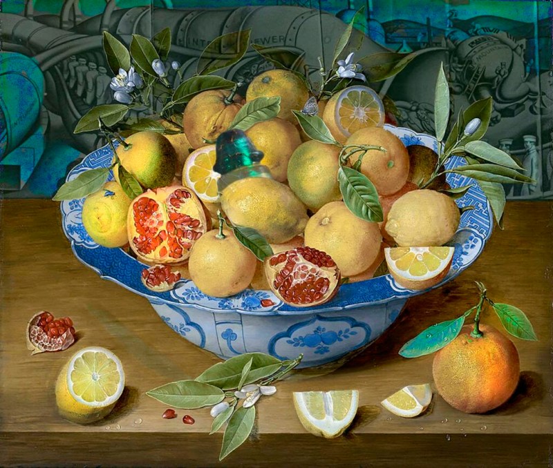 "Still Life with Lemons, Oranges and a Pomegranate"; Jacob van Hulsdonck (Flemish, 1582-1647); about 1620-1640; Oil on panel; 41.9 × 49.5 cm (16 1/2 × 19 1/2 inches).
