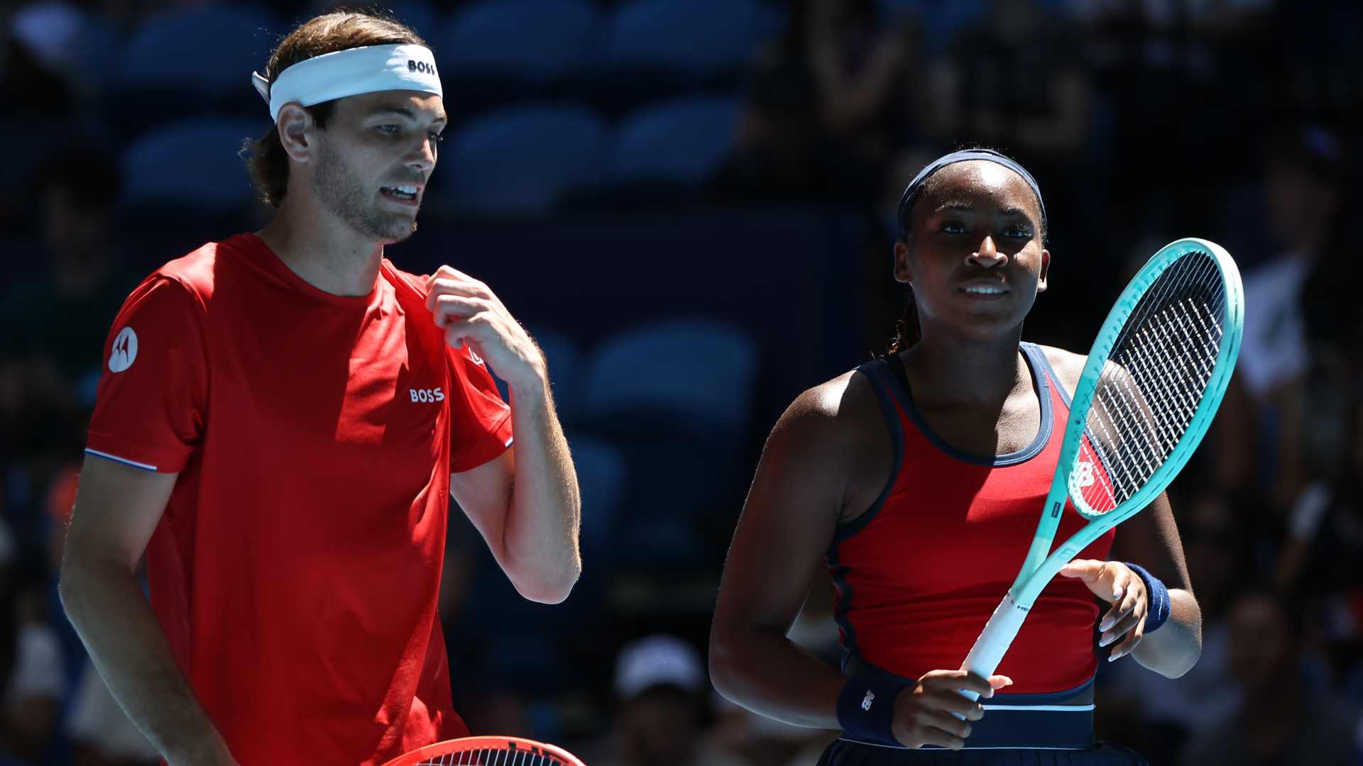 Taylor Fritz and Coco Gauff defeat Ivan Dodig and Petra Marchinko at the United Cup in Perth. 