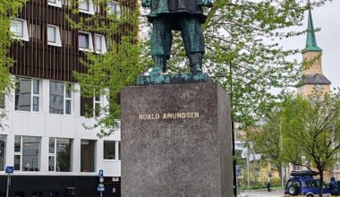 Roald Amundsen statue,Tromsø , Norway .