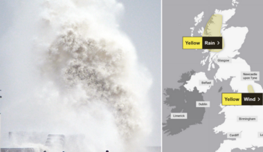 Met Office issues weather warnings in two parts of UK as wind and heavy rain to lash Britain