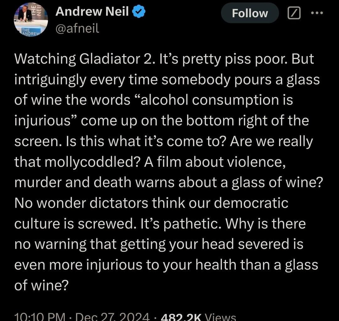 GB News founder Andrew Neil illegally downloads film and complains about watermarks damaging our culture...