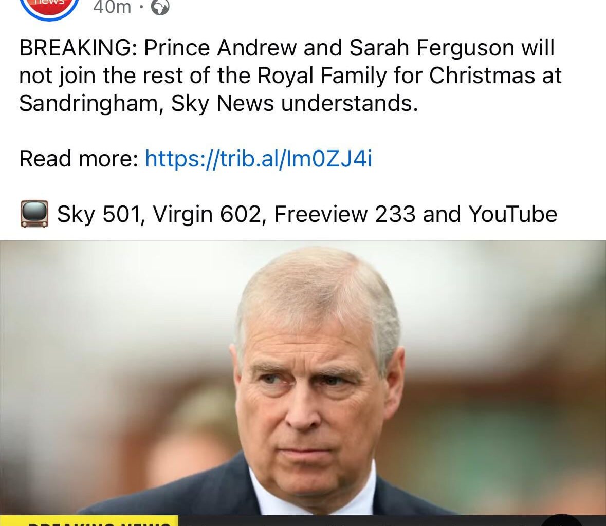 Prince Andrew news