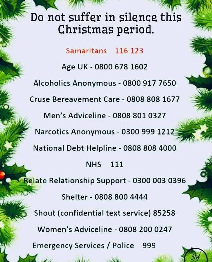 Resources for anyone struggling at this time of year