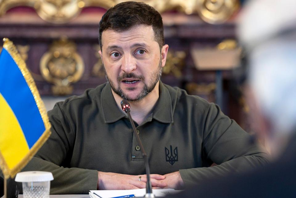 A handout photo made available by the Quirinal Presidential Palace (Palazzo del Quirinale) Press Office shows Ukrainian President Volodymyr Zelensky during a meeting at the Quirinal Palace in Rome, Italy (EPA)