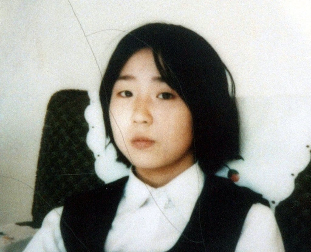 Megumi Yokota, then 13, pictured at an undisclosed location in North Korea after her abduction from Japan. Photo: AP