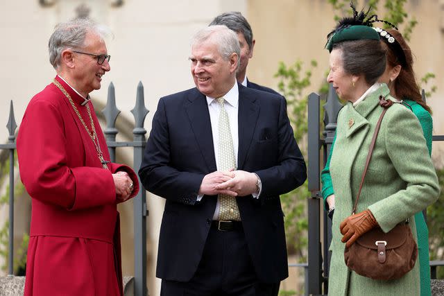 Hollie Adams - WPA Pool/Getty Prince Andrew (center) and Princess Anne (right) leave the Easter Mattins Service at St. George's Chapel in Windsor Castle on March 31, 2024.