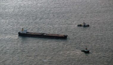 Germany tugs drifting oil tanker - believed to be Russian - to safer waters