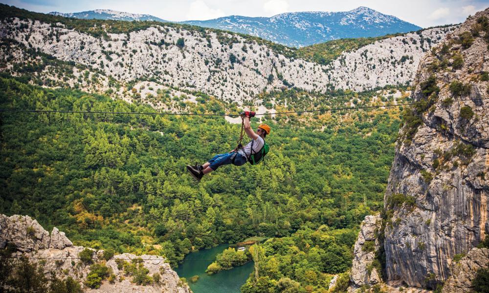 Zipline adventure on the Cetina River.