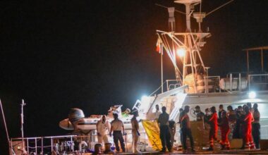 The bodies of some of the 64 migrants missing in the Mediterranean Sea after their ship overturned off Calabria are removed in Roccella Ionica, on Italy's southern coast, on June 19, 2024. More than 2,200 people died or went missing in the Mediterranean last year, the United Nations says.
