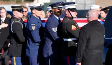 Casket Arrivces In Plains, Georgia, After Trump, Obama, Biden Attend Service