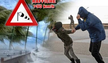 è in arrivo una Burrasca forte, raffiche di Vento oltre i 100 km/h; le zone colpite
